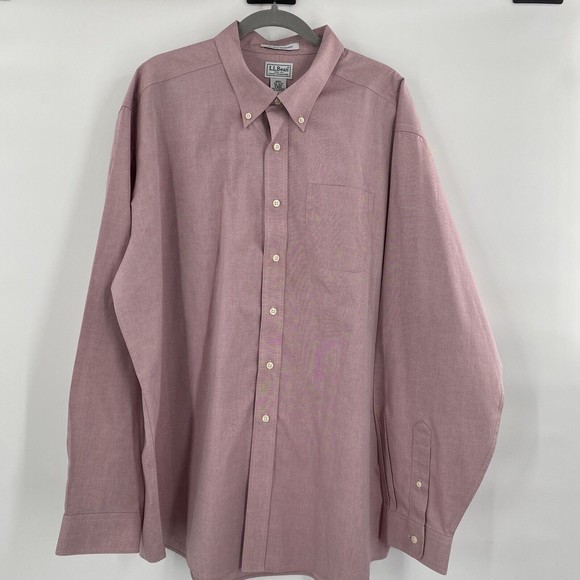 L.L. BEAN Wrinkle Resistant Long Sleeve Men's Pink Collared Shirt XXL - Picture 2 of 4